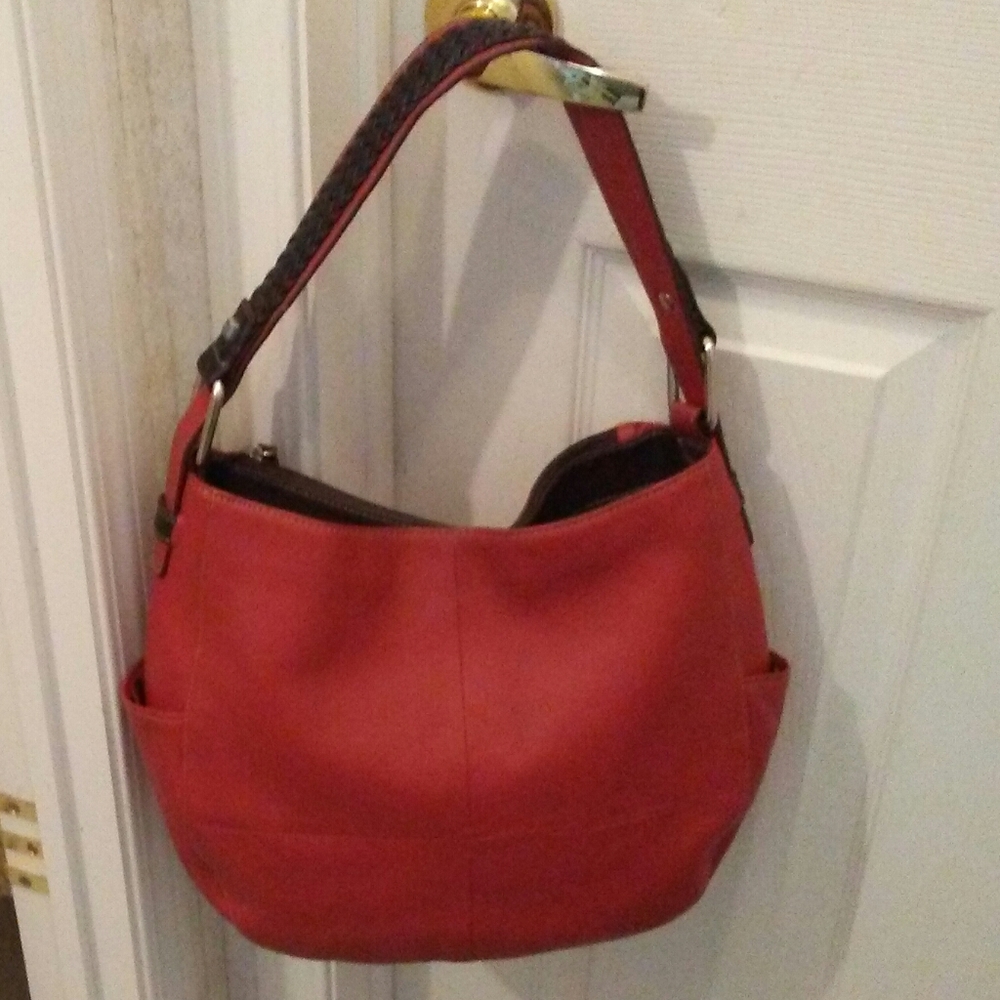 Tignanello Red Leather Shoulder/Hobo Bag